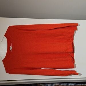 Womens size Large J Crew, Coral Red colored crew neck sweater.